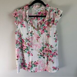 NWT Counterparts Womens Lg Floral Print Blouse Romantic Coquette Cottage Pink